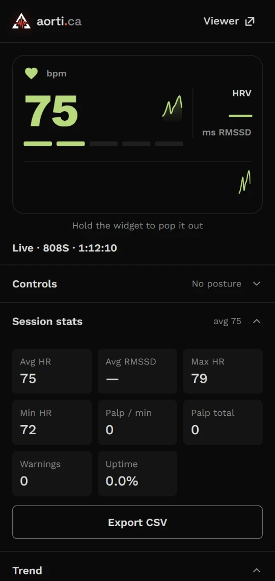 Monitor now, phone: the widget, the status line and the closed Controls row