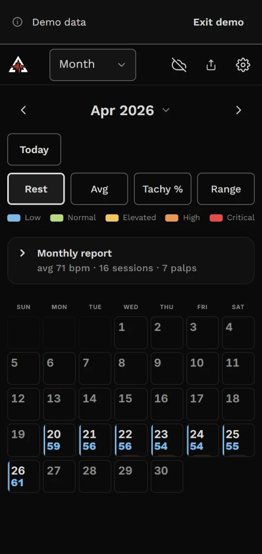 Month now, phone: April calendar with the date control and square lens buttons
