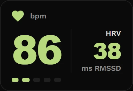 Stream widget now: heart rate and HRV side by side