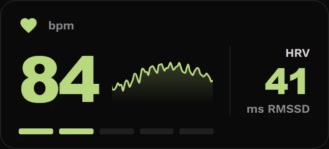 Stream widget now: heart rate, live trace and HRV without the trend row